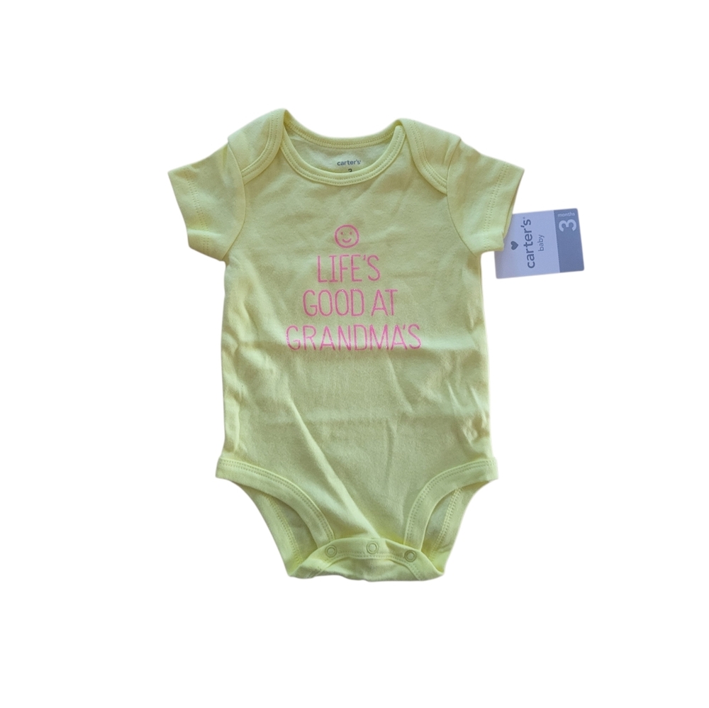 NEW Carter's Baby Girl "Life’s Good at Grandma’s" Yellow Bodysuit - 3 months
